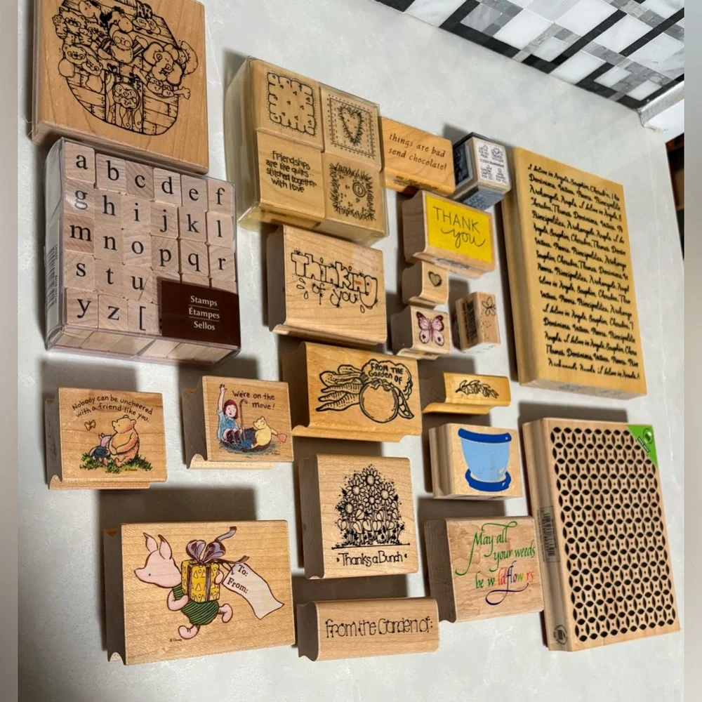 Vintage & New High-Quality Rubber Wood Stamp Collection Set - Picture 4 of 15
